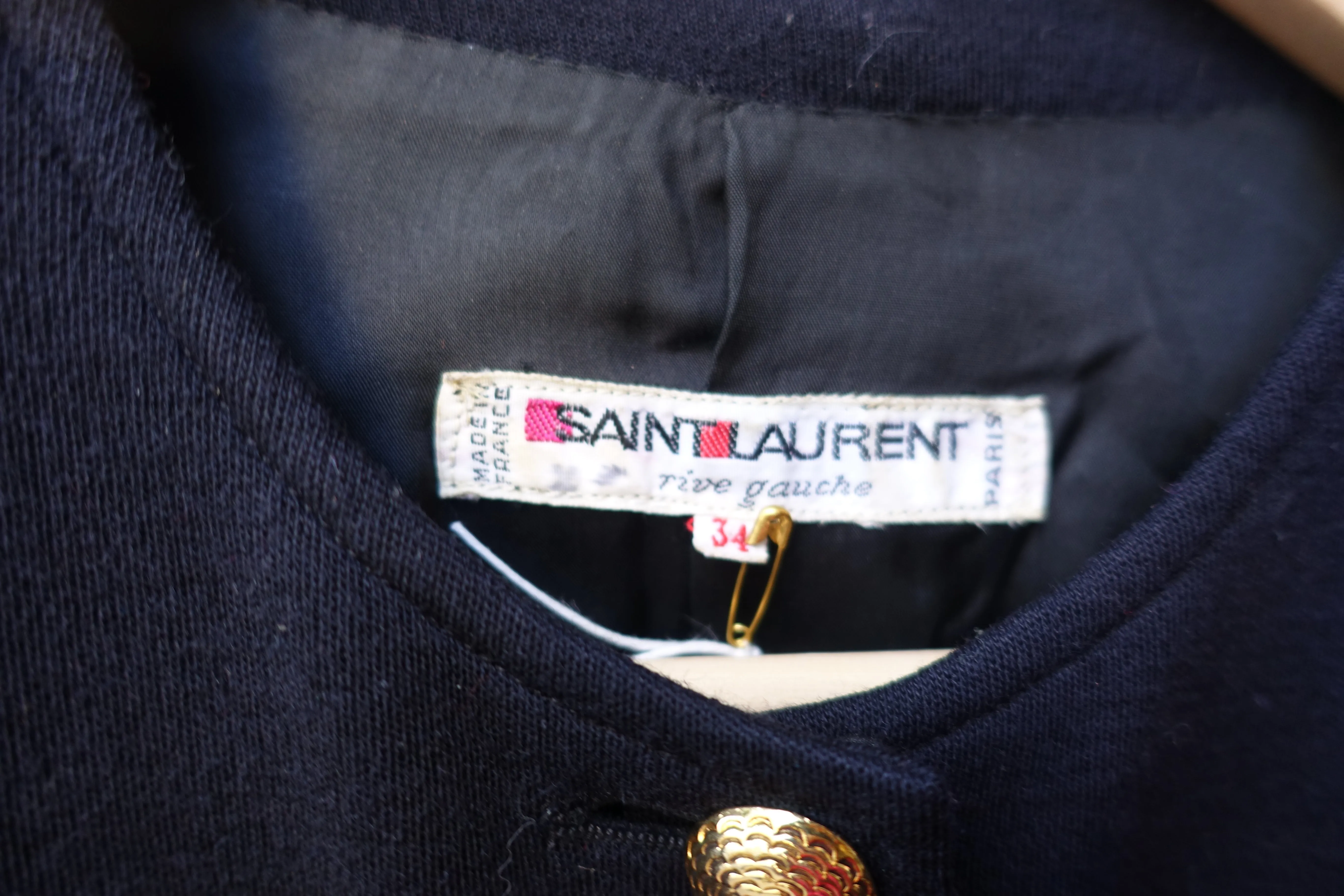 1980's Yves Saint Laurent Navy Military Dress - SOLD