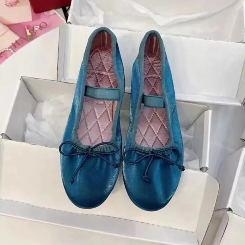 binfenxie  -  Elegant Velvet Ballet Flats Shoes Women Bow Tie Soft Casual Streetwear Ladies Shoes Female Slip on Mary Jane Shoes Loafers New