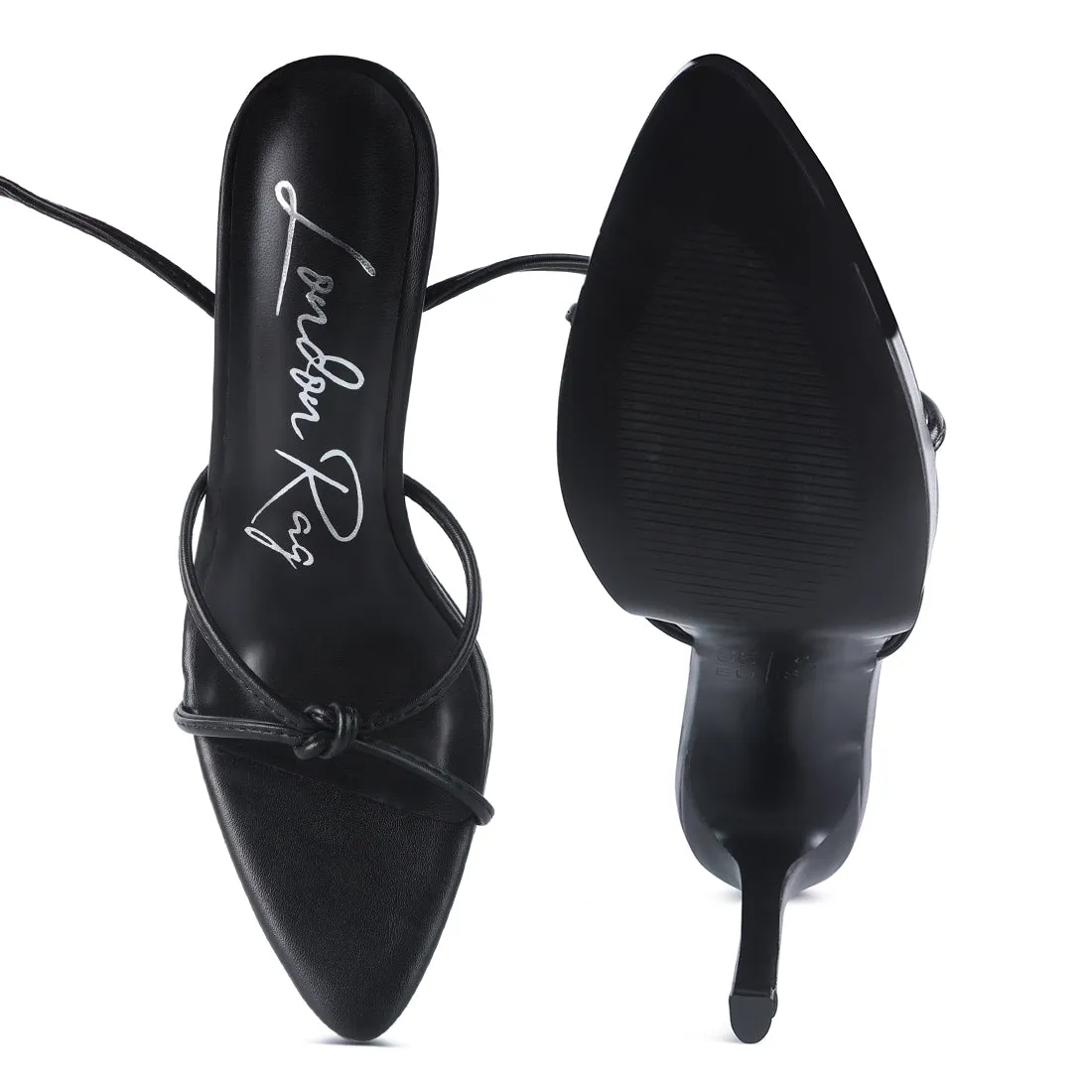 Black High Heel Lace Up Sandals