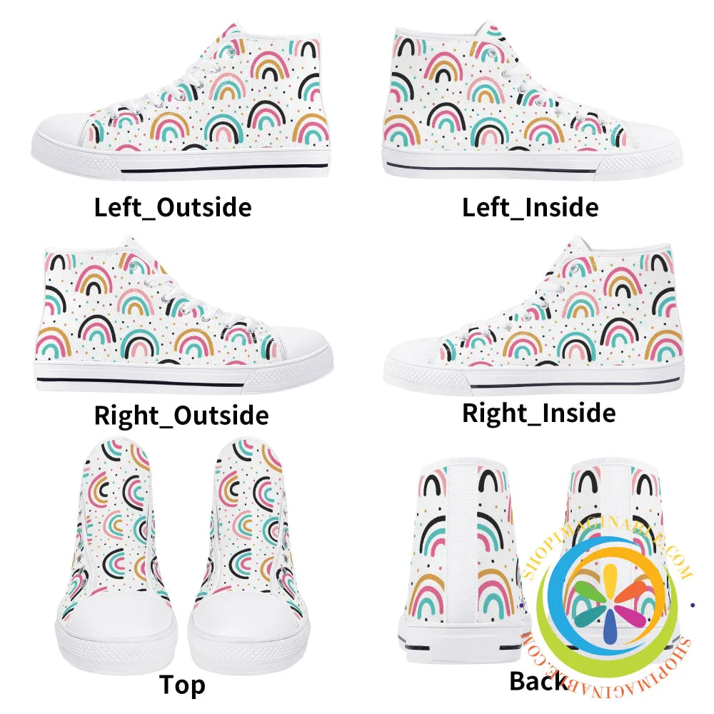 Boho Chic Rainbow Ladies High Top Canvas Shoes