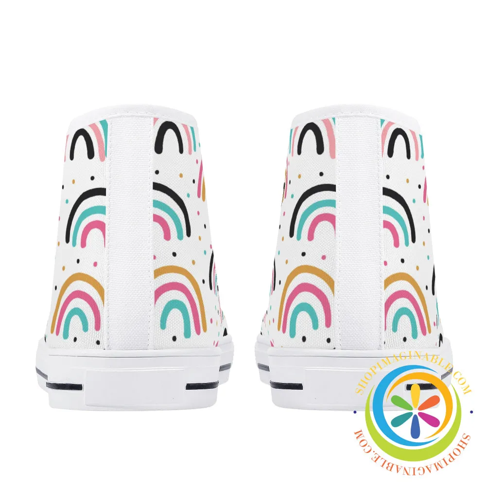 Boho Chic Rainbow Ladies High Top Canvas Shoes