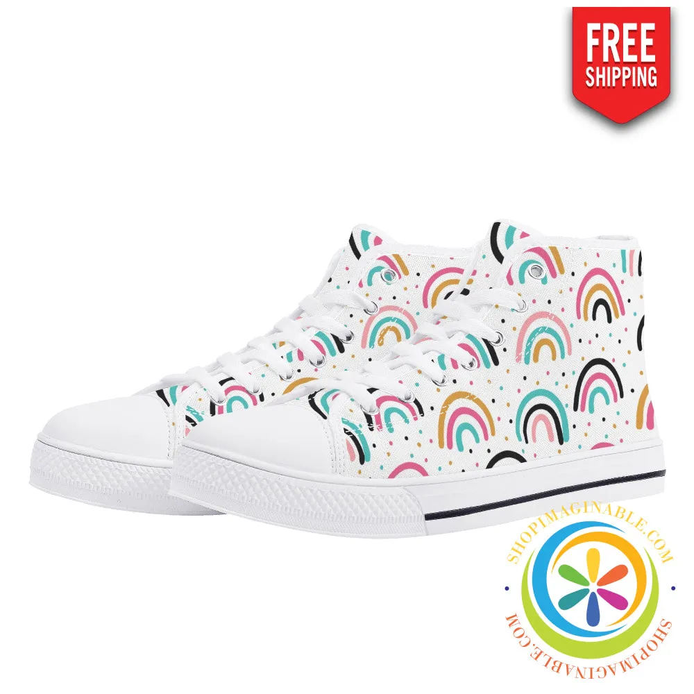 Boho Chic Rainbow Ladies High Top Canvas Shoes