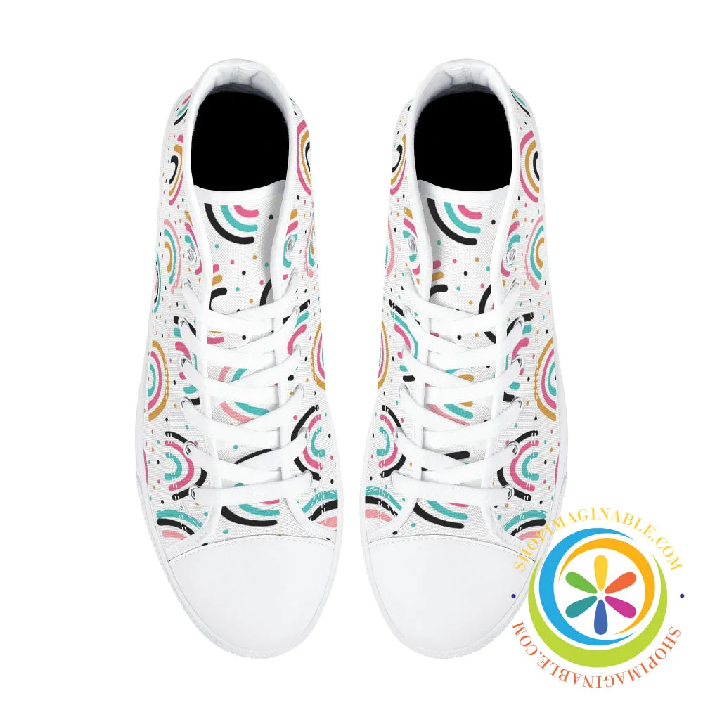 Boho Chic Rainbow Ladies High Top Canvas Shoes