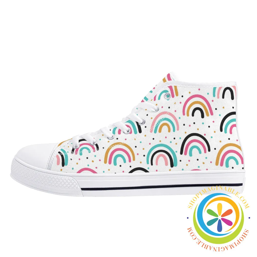 Boho Chic Rainbow Ladies High Top Canvas Shoes