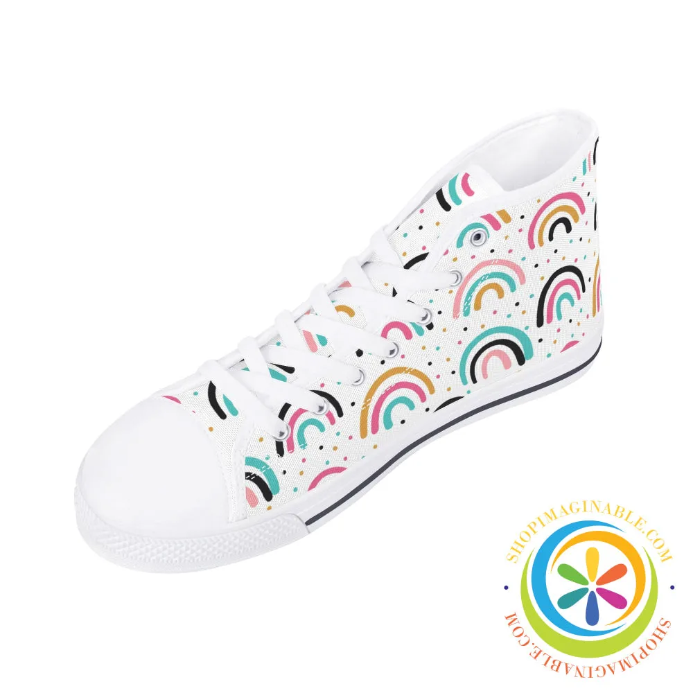 Boho Chic Rainbow Ladies High Top Canvas Shoes