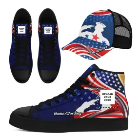 Client Gifts,Personalized Combo Offer For Veteran, Custom High-top Shoes and Patriotic Cap, Gift for Husband and Dad
