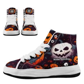 Corporate Gifts,Personalized Pumpkin Sneakers, Custom Ghost,Skeleton,Bat Shoes, Canvas High Top Shoes, Gift for Halloween