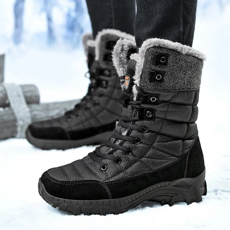 Cuzcare Men Orthopedic Shoes Foldable Collar Hiking Snow Boots