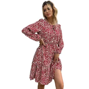 French Retro Printed Dress Women Wholesale