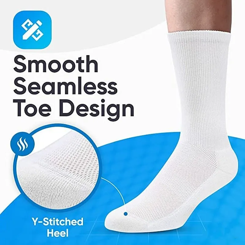 GRW Diabetic Socks Seamless Breathable Cotton Theraputic Mid-calf Stockings