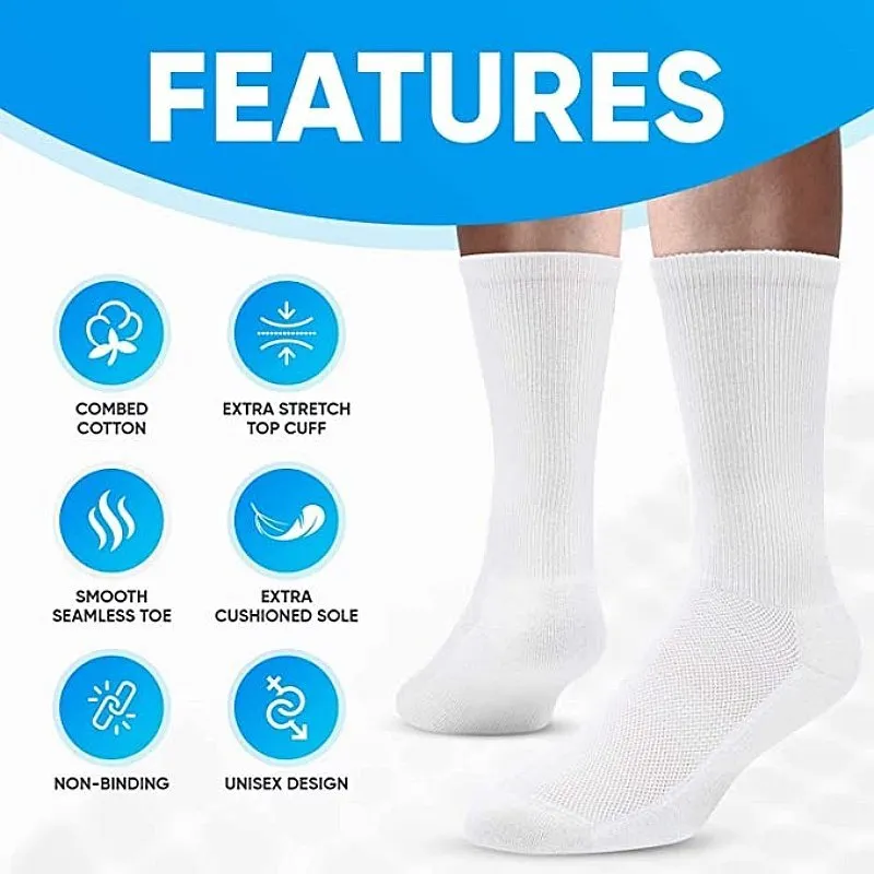 GRW Diabetic Socks Seamless Breathable Cotton Theraputic Mid-calf Stockings