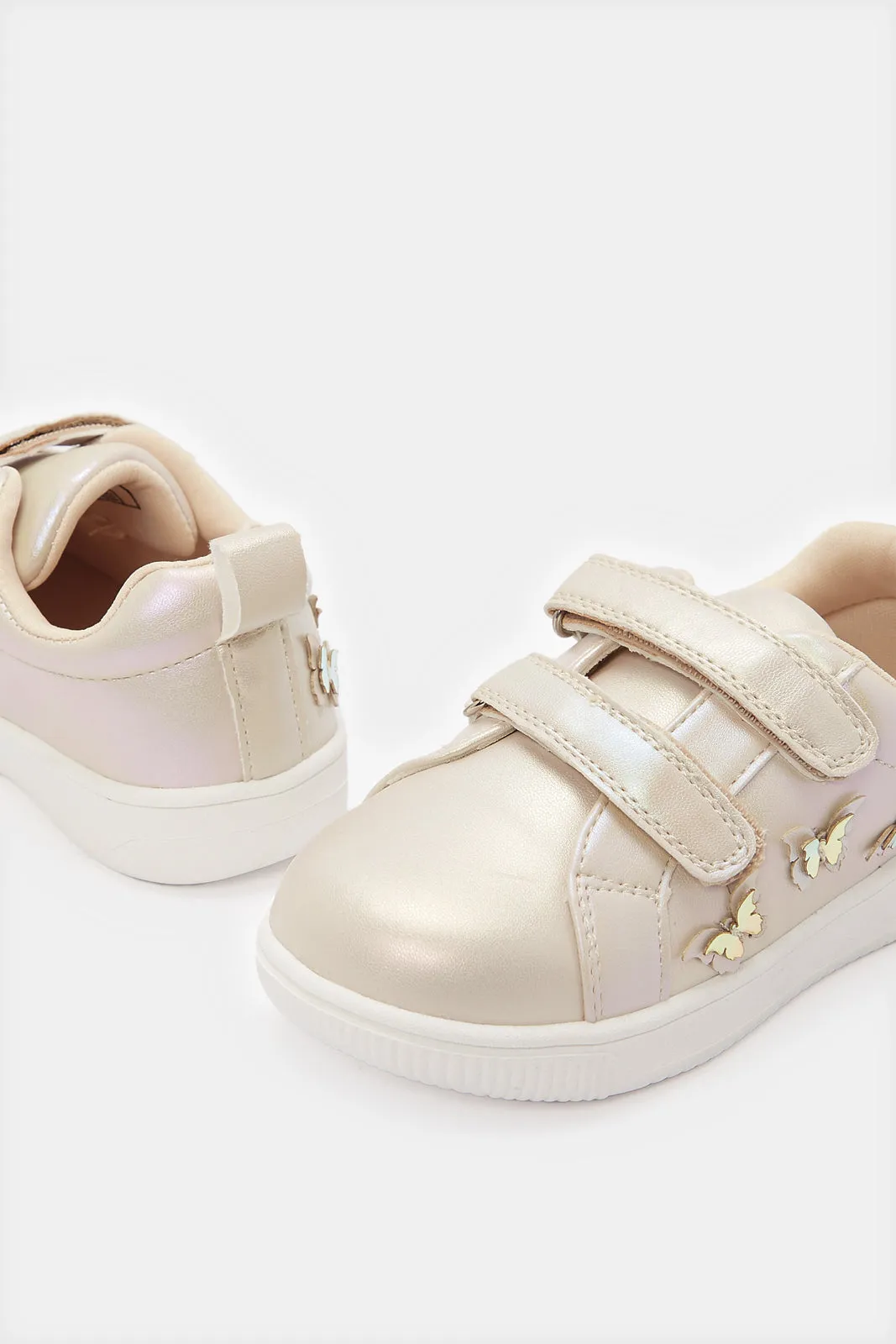 Infant Girls Gold Butterfly Embellished Sneakers