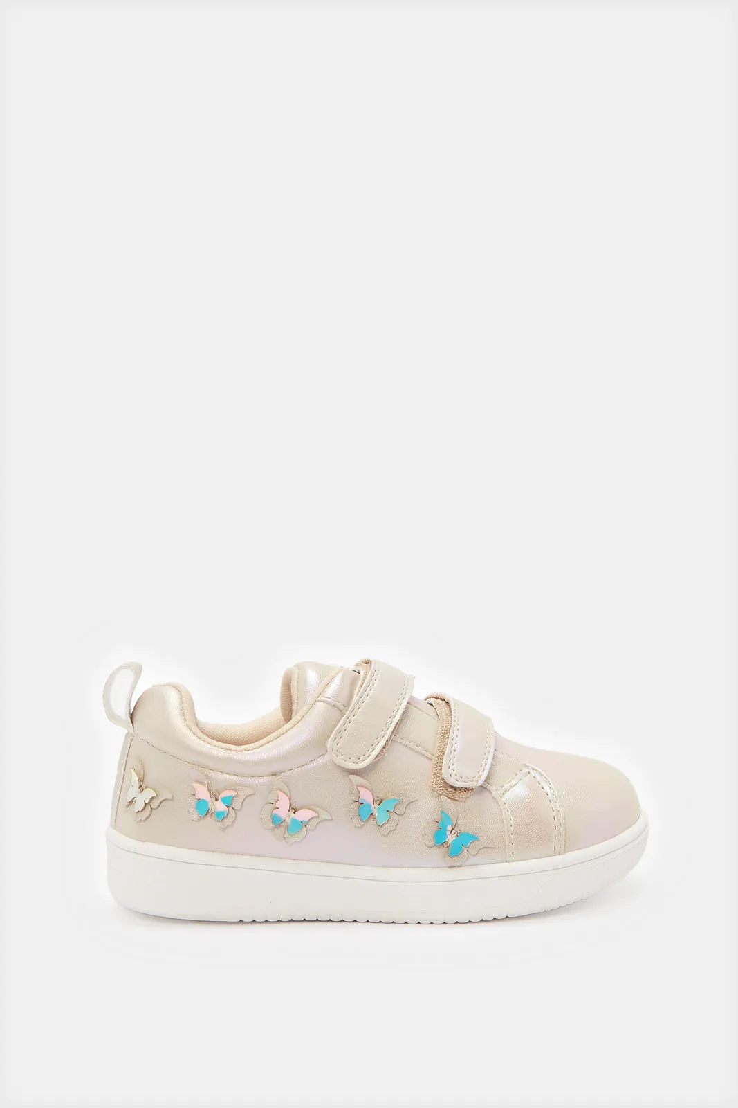 Infant Girls Gold Butterfly Embellished Sneakers