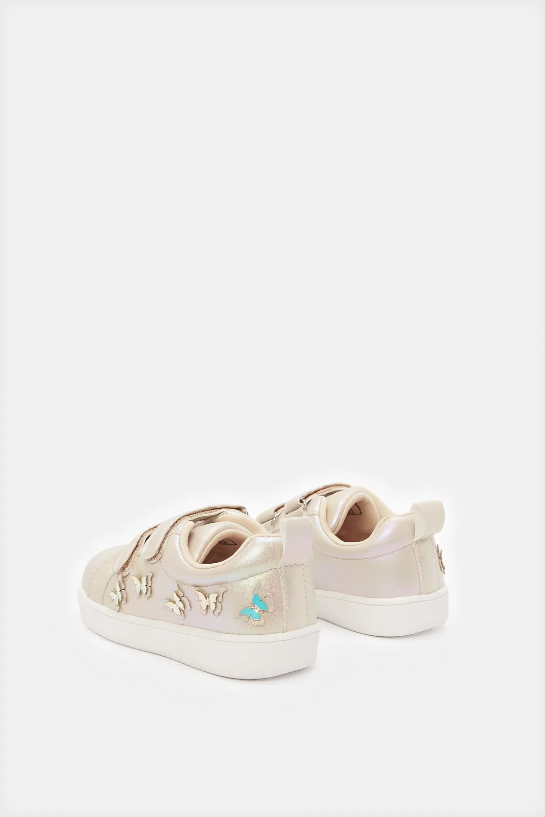 Infant Girls Gold Butterfly Embellished Sneakers