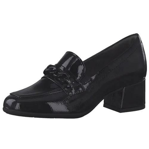 Jana Block Heeled Loafers - 24365-29 - Black Patent