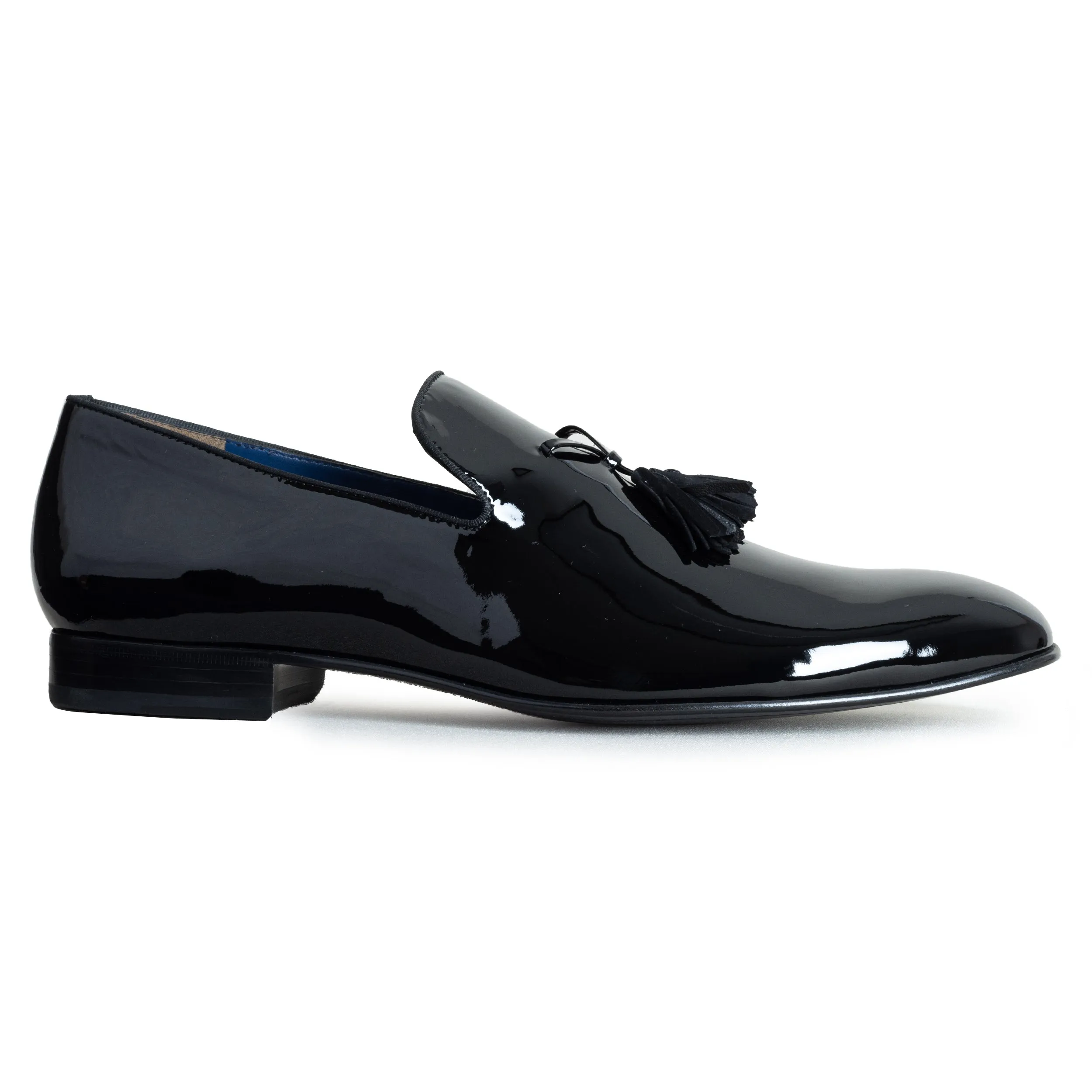 Men´s black patent tuxedo-tassel loafers