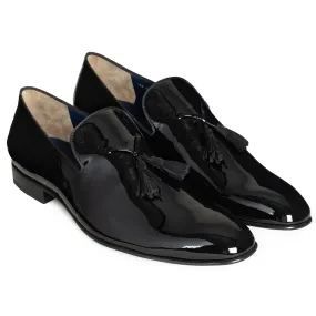 Men´s black patent tuxedo-tassel loafers