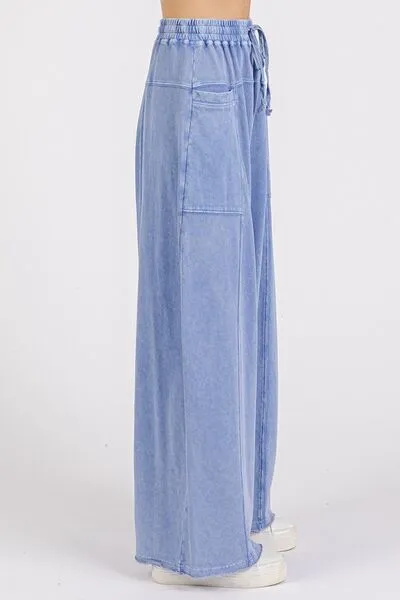 Mineral Wash Barrel Leg Baggy Pants