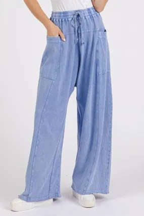 Mineral Wash Barrel Leg Baggy Pants