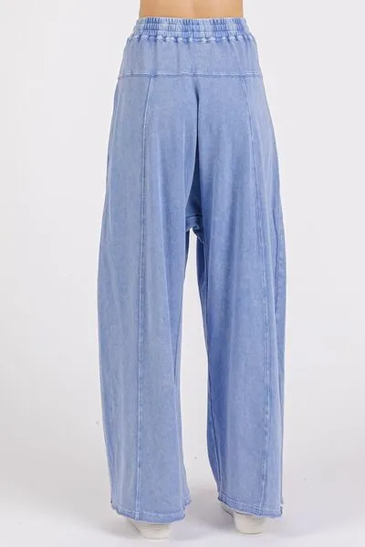 Mineral Wash Barrel Leg Baggy Pants