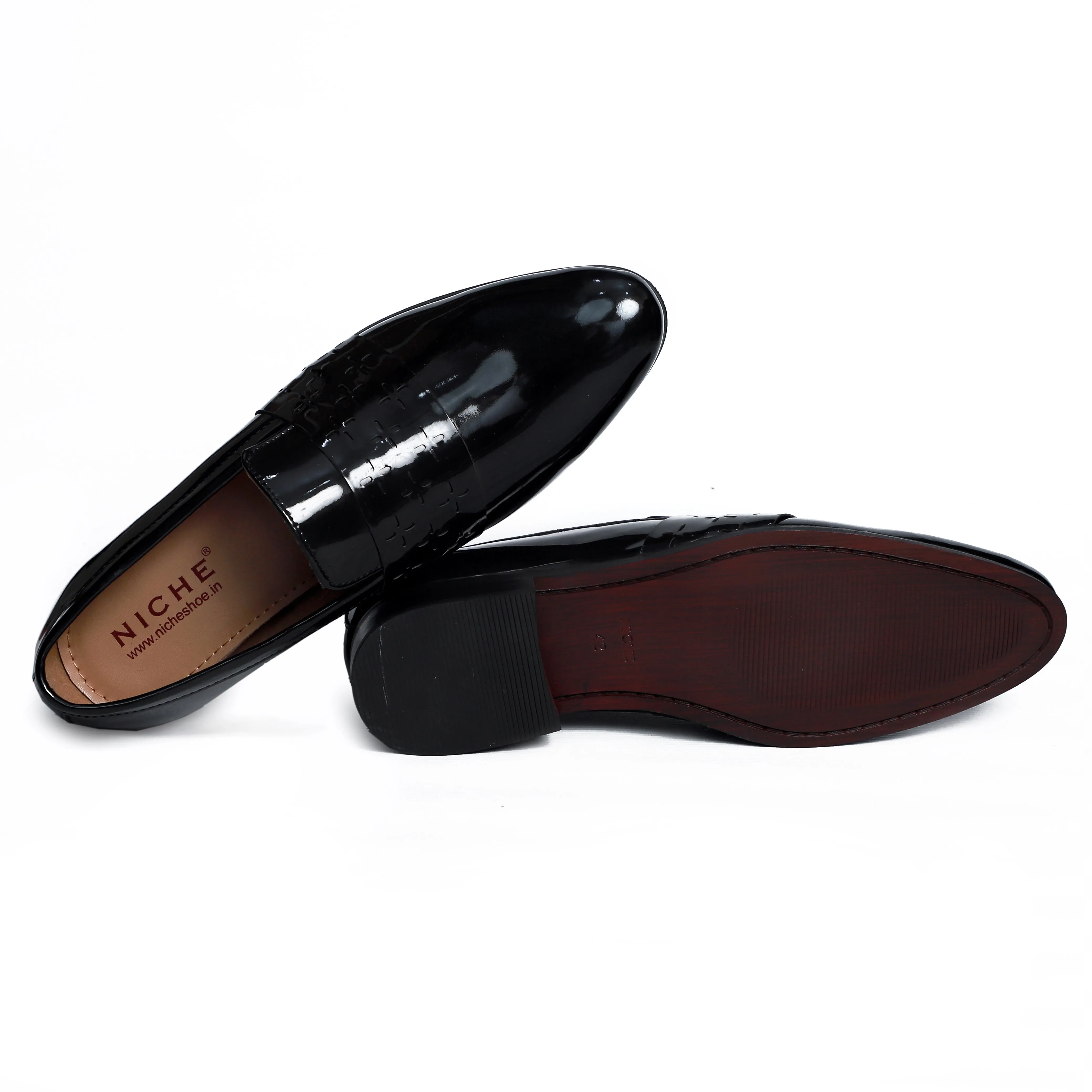 NICHE Black Patent Designer Vamp Loafers