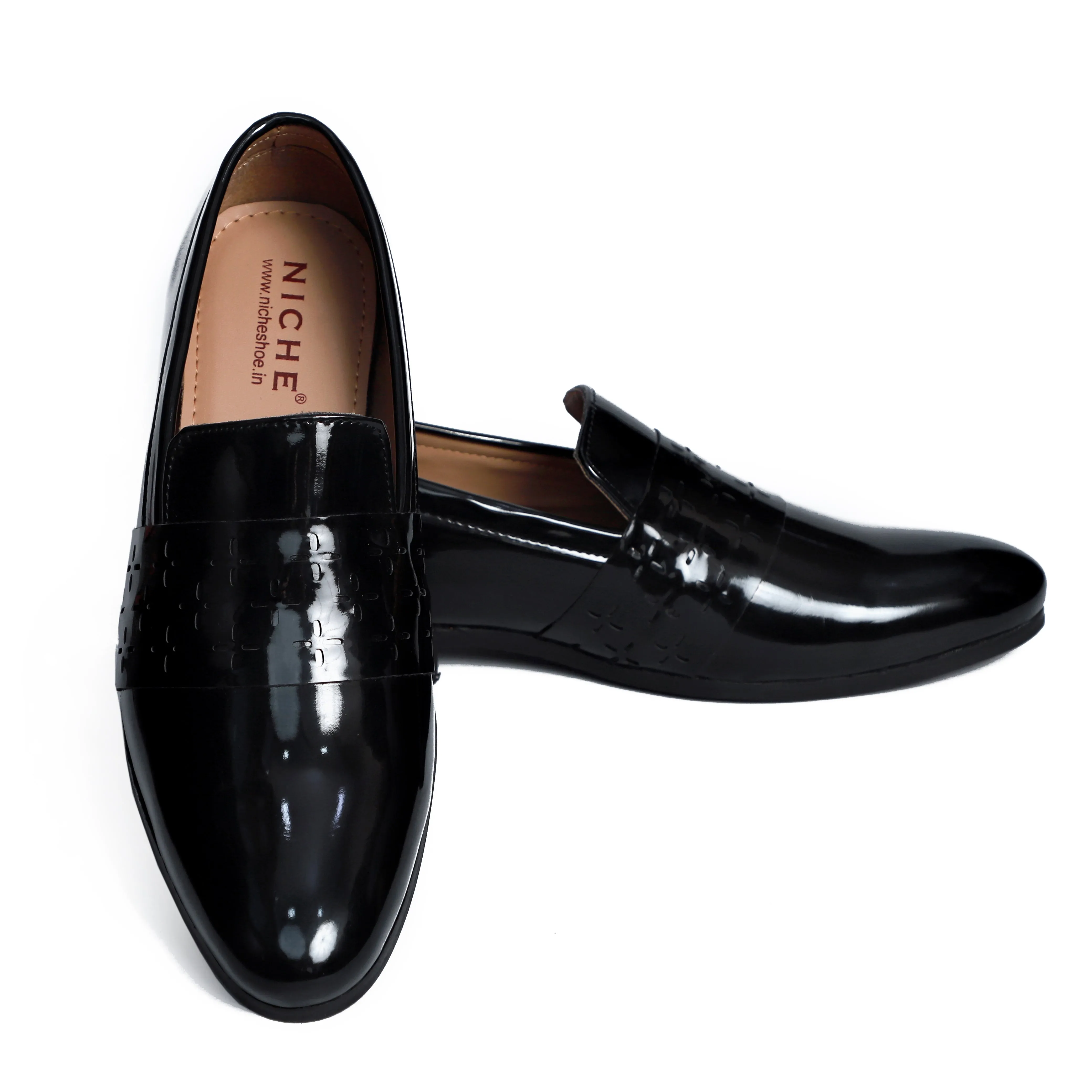 NICHE Black Patent Designer Vamp Loafers