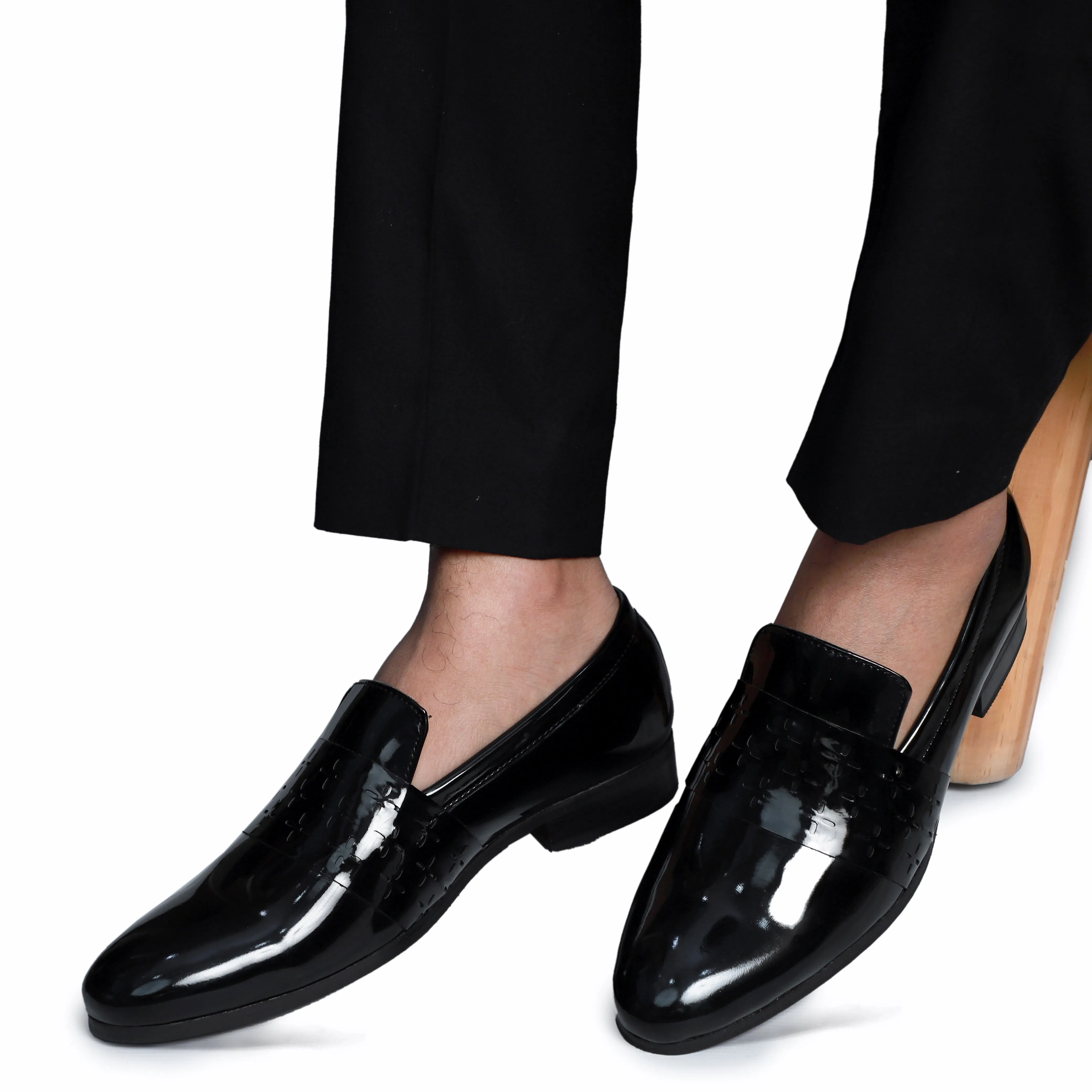 NICHE Black Patent Designer Vamp Loafers