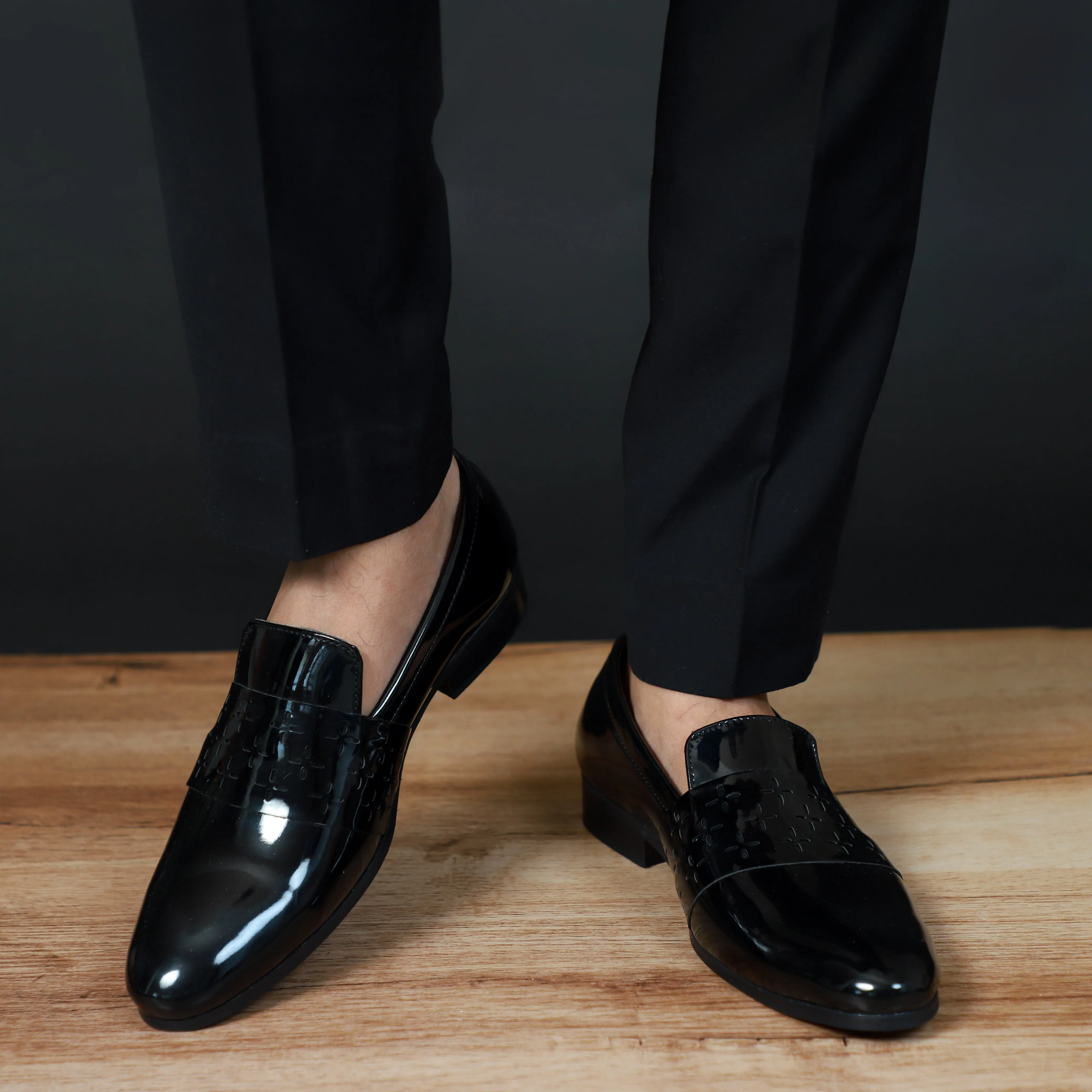 NICHE Black Patent Designer Vamp Loafers