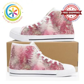 Pink Winter Ladies High Top Canvas Shoes
