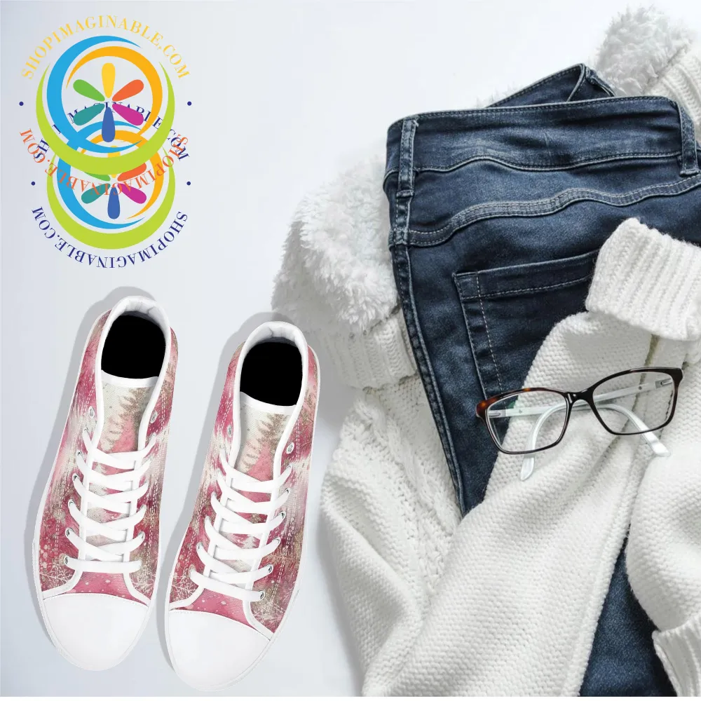 Pink Winter Ladies High Top Canvas Shoes