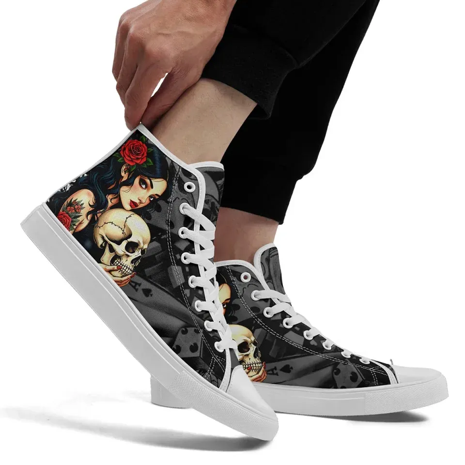 Unique Gift,Personalized Gothic Sneakers, Custom Punk Shoes, Canvas High Top Shoes for Men and Women