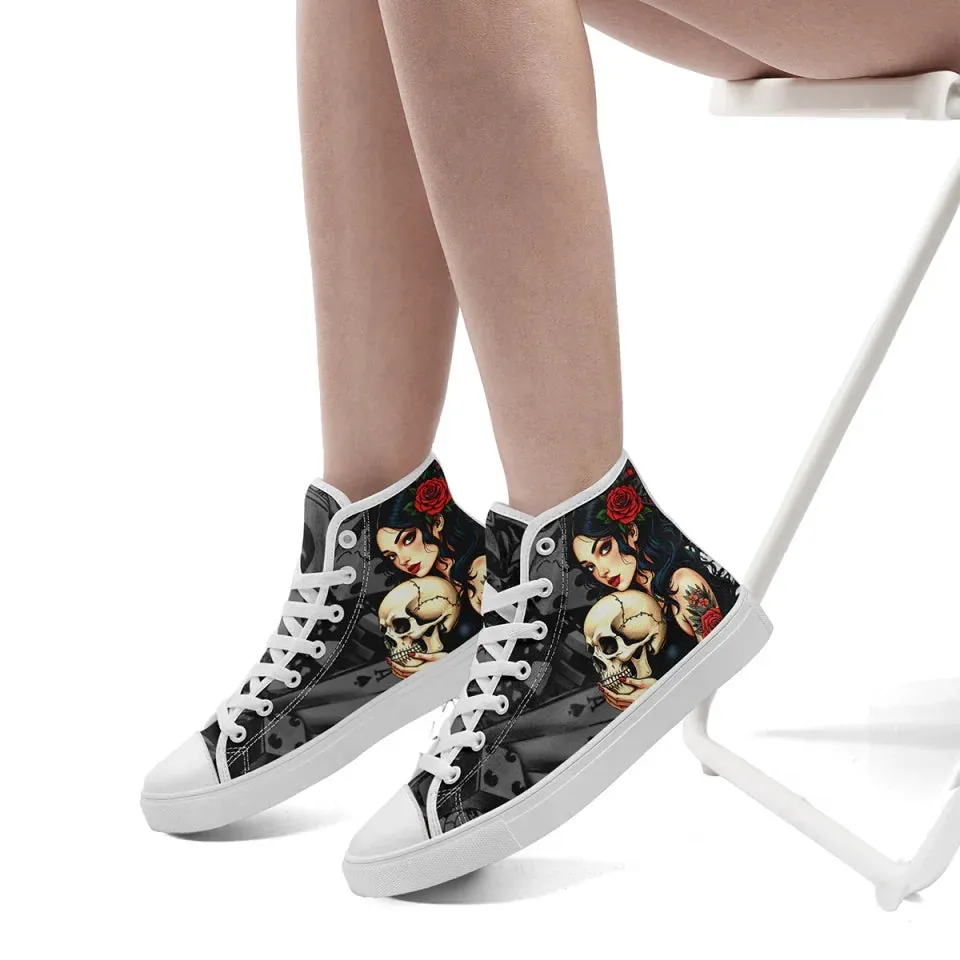 Unique Gift,Personalized Gothic Sneakers, Custom Punk Shoes, Canvas High Top Shoes for Men and Women