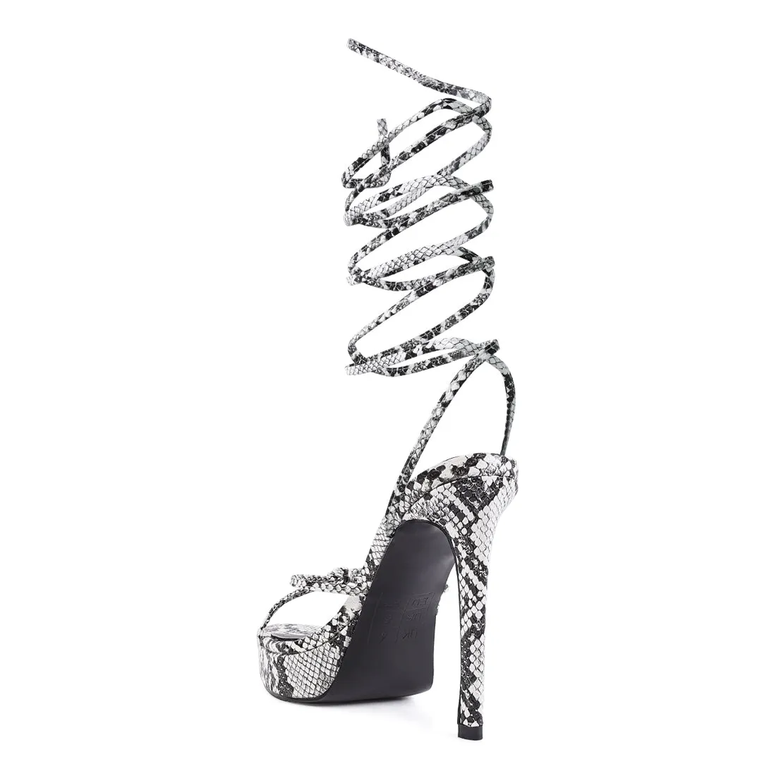 White High Heel Lace Up Sandals