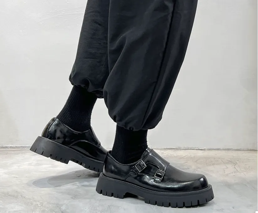 xiangtuibao Men Harajuku Korean Style Streetwear Business Casual Thick Platform Genuine Leather Wedding Loafers Shoes Male Leather Shoe Man