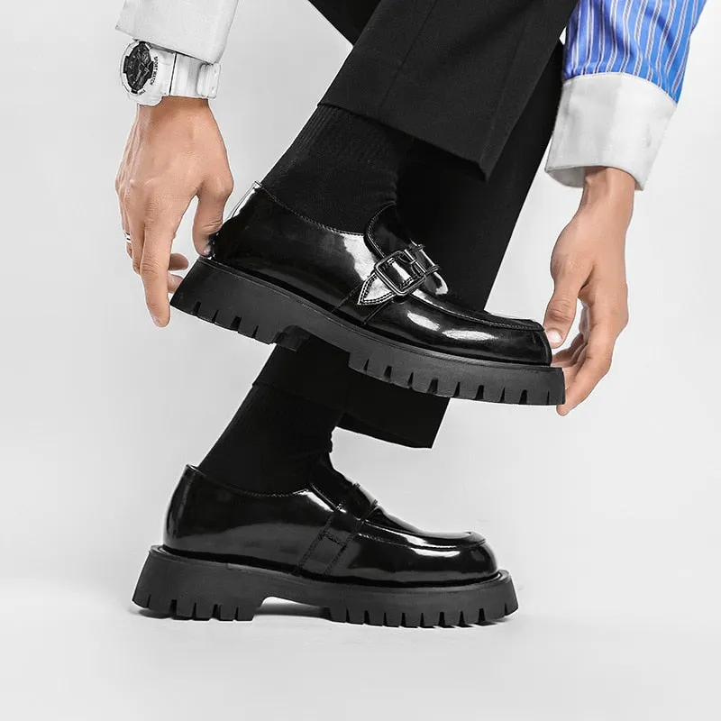 xiangtuibao Men Harajuku Korean Style Streetwear Business Casual Thick Platform Genuine Leather Wedding Loafers Shoes Male Leather Shoe Man