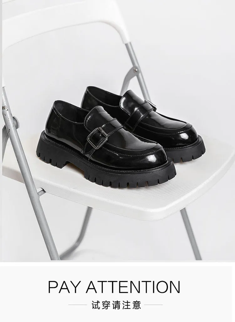 xiangtuibao Men Harajuku Korean Style Streetwear Business Casual Thick Platform Genuine Leather Wedding Loafers Shoes Male Leather Shoe Man