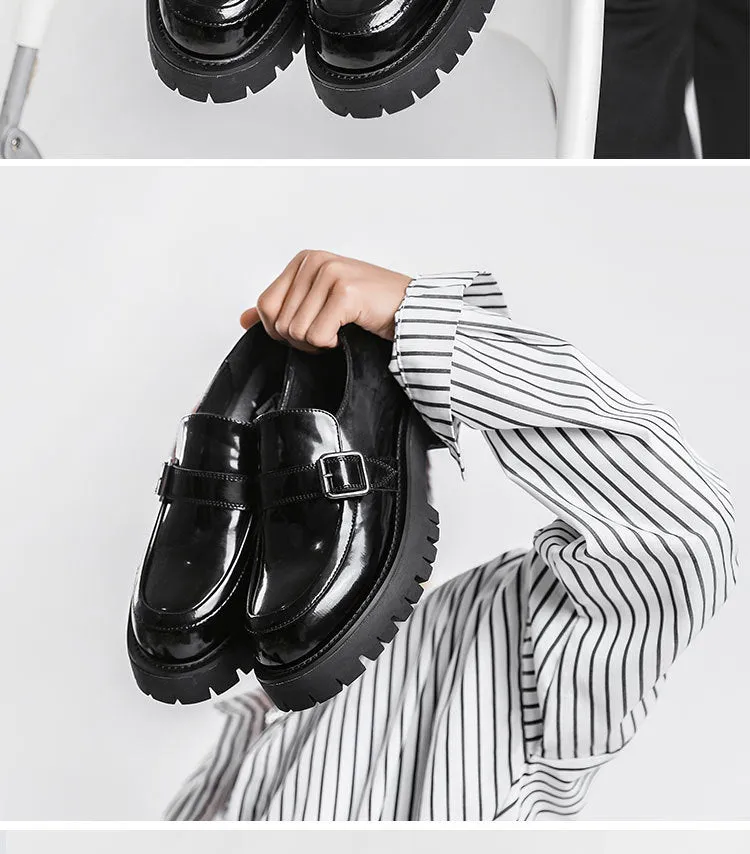xiangtuibao Men Harajuku Korean Style Streetwear Business Casual Thick Platform Genuine Leather Wedding Loafers Shoes Male Leather Shoe Man