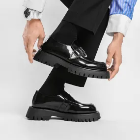 xiangtuibao Men Harajuku Korean Style Streetwear Business Casual Thick Platform Genuine Leather Wedding Loafers Shoes Male Leather Shoe Man