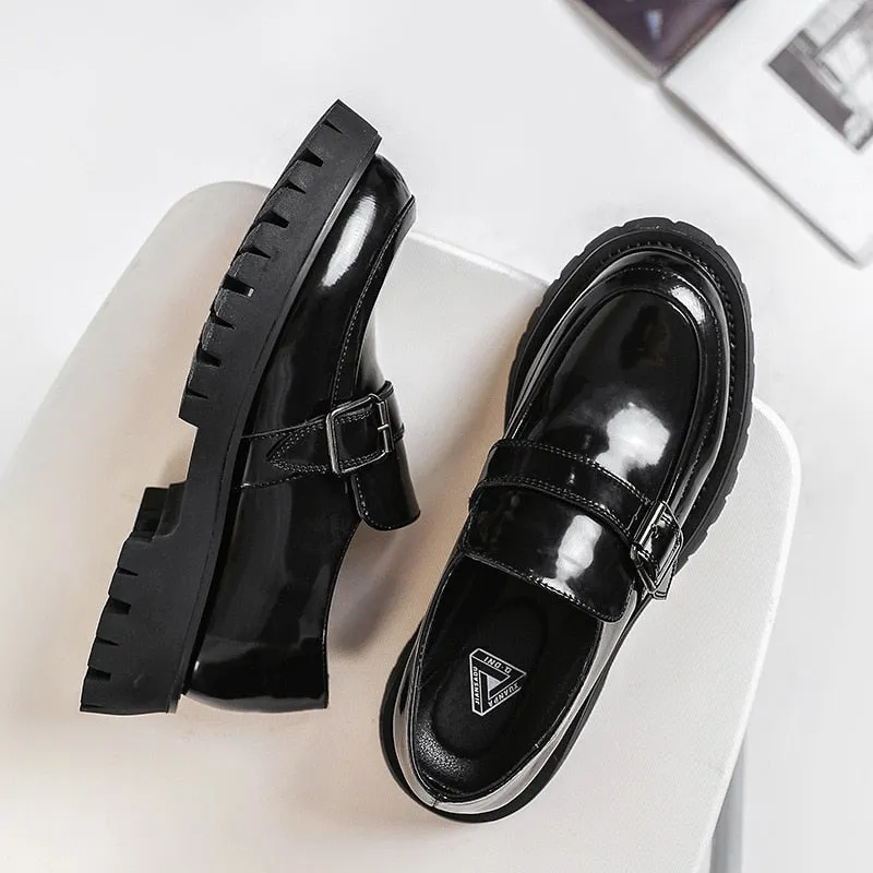 xiangtuibao Men Harajuku Korean Style Streetwear Business Casual Thick Platform Genuine Leather Wedding Loafers Shoes Male Leather Shoe Man