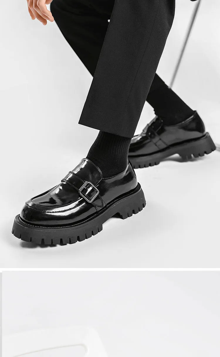 xiangtuibao Men Harajuku Korean Style Streetwear Business Casual Thick Platform Genuine Leather Wedding Loafers Shoes Male Leather Shoe Man